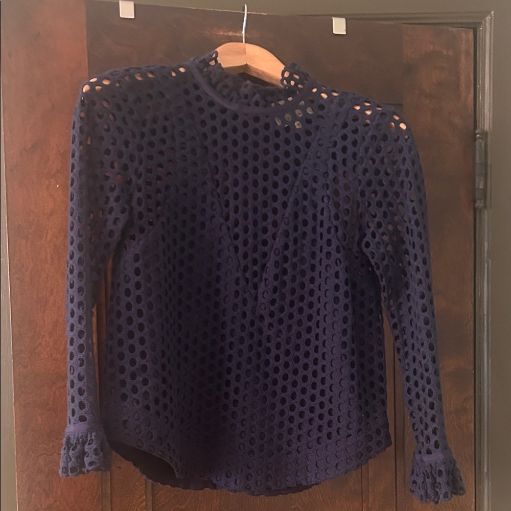 Sea New York Navy Blue Eyelet Blouse
